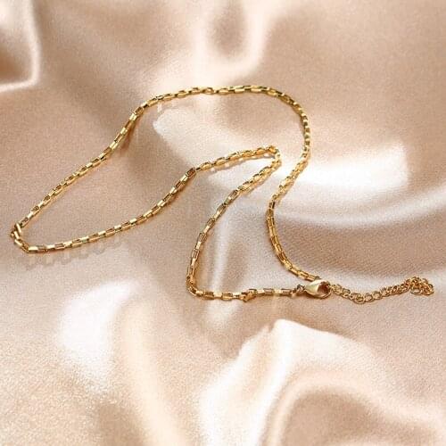 Box Paperclip Rectangle Link Necklace Square Oval Links Stainless Steel Stacking Women Minimalist Jewelry