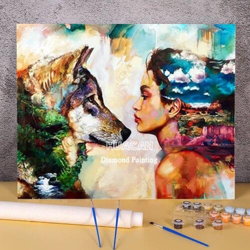 Beauty Wolf Animal Paint By Numbers Package Acrylic Paints 40*50 Canvas Pictures Decorative Paintings Children Art