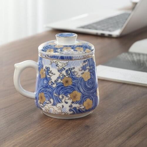 Mug Porcelain Enamel Color Ceramic Water Cup Tea Separation With Lid Filter Office Master Teacup Set Coffee Drinkware Gift Box