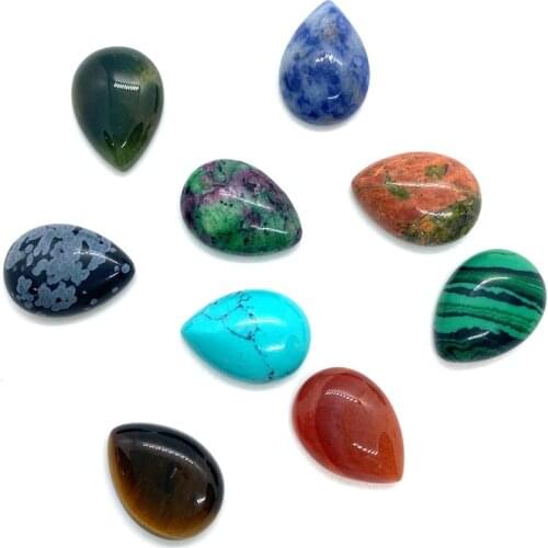 Natural Stone Pendant Malachite Lapis Lazuli Powder Crystal Rhodolite Drop Shape for DIY Necklace Bracelet Jewelry Accessories