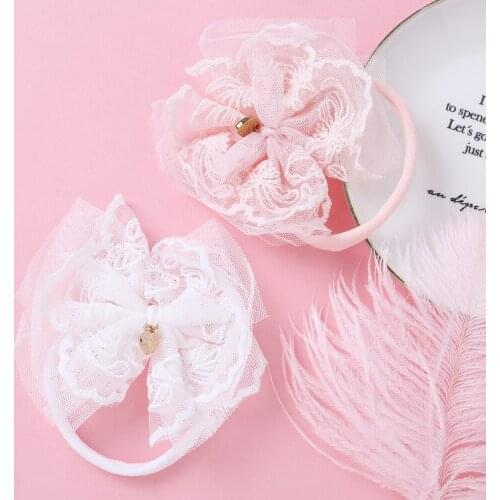 10cm Lace Hair Bands Bowknot Elastic Bands Lace Flower Bands Handmade for Baby Gift for Children Headband Baby Hair Accessories