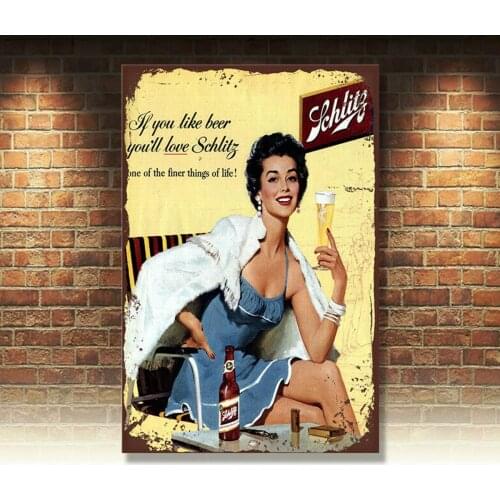Metal Tin Sign schlitz beer Decor Bar Pub Home Vintage Retro