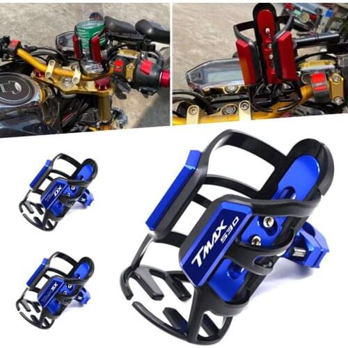 Motorcycle Water Bottle Drink Cup Stand Water Cup Holder Crash Bar For Yamaha TMAX-530 TMAX-DX TMAX-SX TMAX/530/DX/SX logo