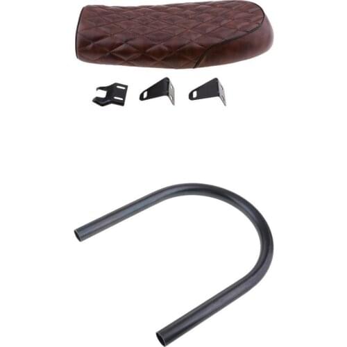 Motorcycle Seat Frame Hoop Loop+Brat Diamond Flat Saddle Seat For Cafe Racer
