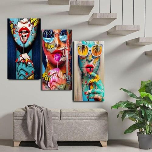 MUTU Abstract Graffiti Women Portrait Colorful Oil Painting on Canvas Posters and Prints Wall Art Picture for Living Room