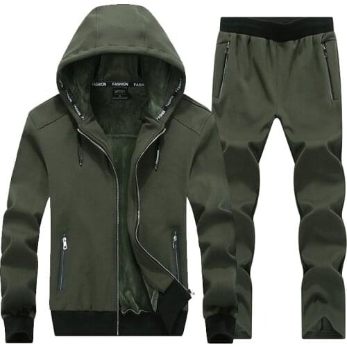 Mens Tracksuit Fashion Sportswear Set New Winter Thicken Warm Suit Male 2Piece Sweatshirts+Pants Quality Clothing Plus Size 8XL