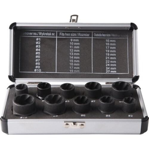 Ten-piece set of high shorts Broken nut bolt remover Sleeve hexagonal nut High hardness Automotive tires Remove the tool