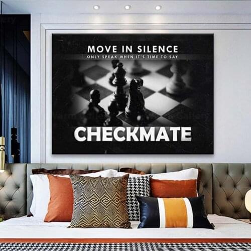 Wall Art Home Decor Canvas Letters Move in Silence Print Painting Black Modern Poster Living Room Modular Pictures Frame Artwork