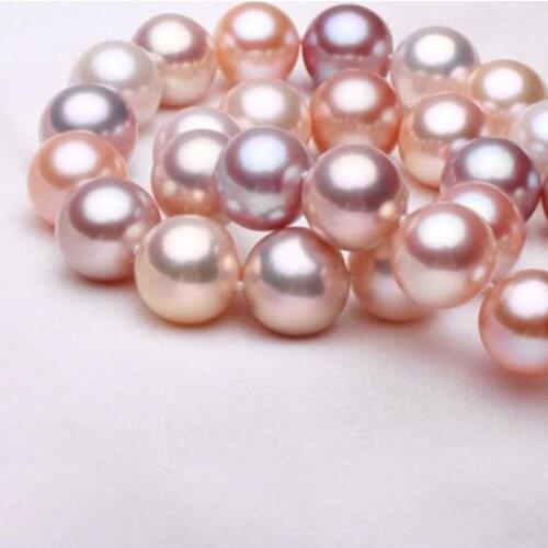 Natural 10-11MM pearl necklace jewelry mixed color female models send my mother a genuine light 18INCH 925 silver clasp