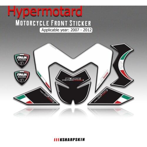 New Motorcycle Accessories For Ducati Hypermotard 2007 - 2012 Front Fairing Motor Number Board 3D Stickers Gel Protector