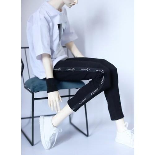 BJD doll clothes are suitable for 1/3 1/4 Uncle size casual everyday pants letter ribbon small feet black sweatpants doll acces