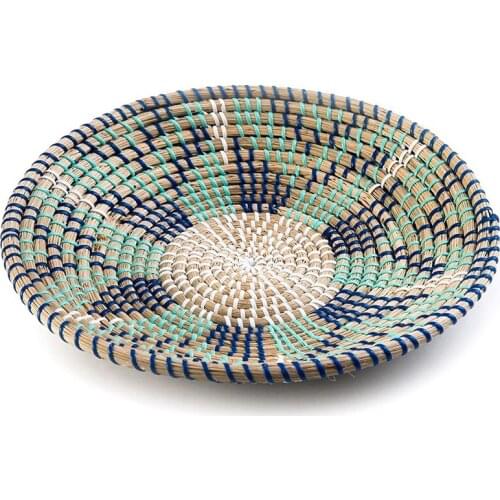 Woven Wall Basket Decor, Seagrass Woven Basket Boho Decor for Home, Bohemian Wall Decor for Living Room,Hanging Basket