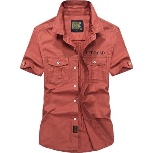 Military Shirt Men Casual 100% Cotton Short Sleeve Army Shirts Camisa Masculina Social Shirt Mens Fashion Outwear Summer Clothes