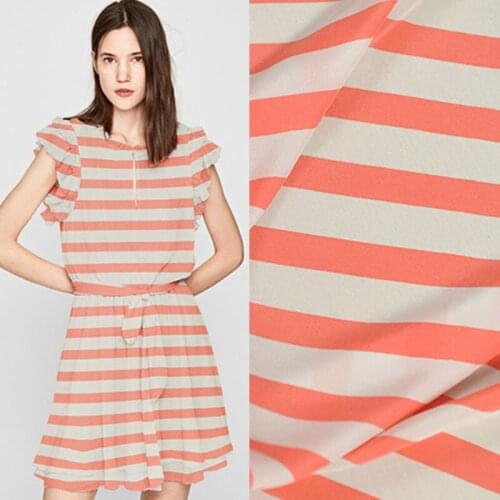 Silk Crepe De Chine Fabric Mulberry Silk Soft Breathable Skin-friendly Draped Striped Dress Fabrics Organza 100% Cloth