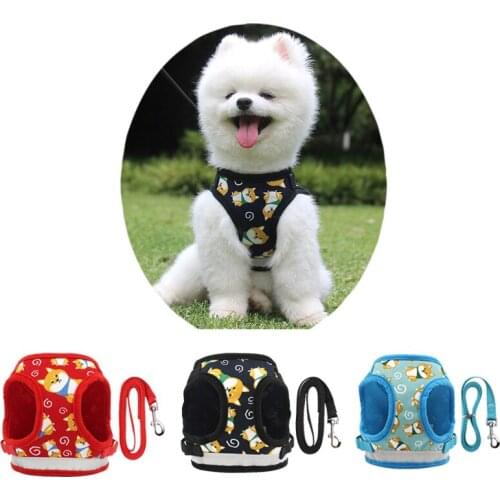 Dog Harness Pet Supplies Small And Medium-Sized Dogs/Cat Cotton Vest Animal Pattern Shiba Inu Bichon Corgi Safety Dog Harness