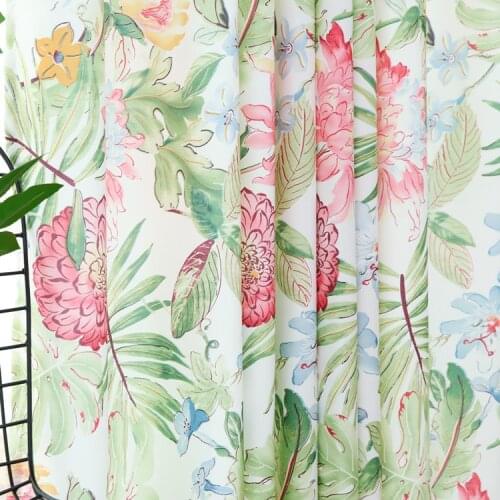 Blue Leaf Curtains for Living Room Printed Velvet Hemp Curtains for Bedroom Tulle