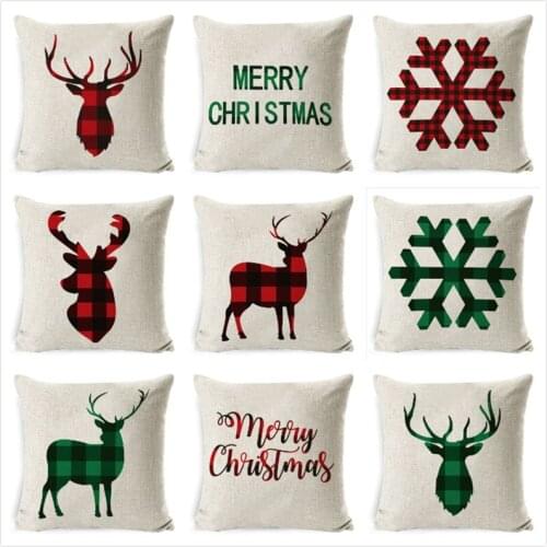 Nordic Deer Head Cushion Cover Christmas Snowflake Throw Pillow Case Home Decorative Sofa Car Linen Greeting Cushion Case Cojine