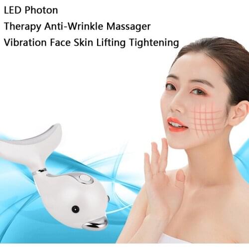 LED Photon Beauty Instrument Face Lifting Firming Essence Import V Face Care Massage Vibration Portable Mini USB Remove Wrinkles