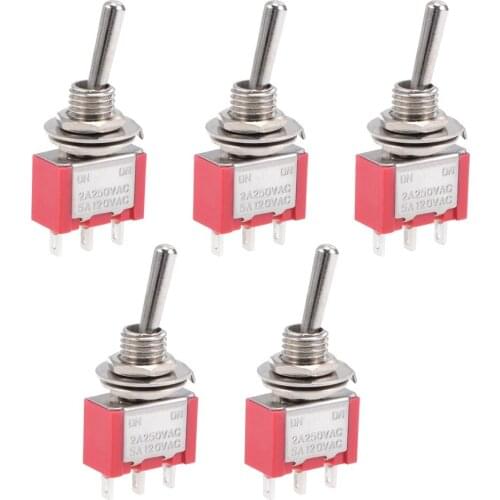 UXCELL 5Pcs Switches 125VAC 6A Amps On/off or 120V/5A 250V/2A On/On 2 Position Terminal SPDT Latching Mini Toggle Switch Bule
