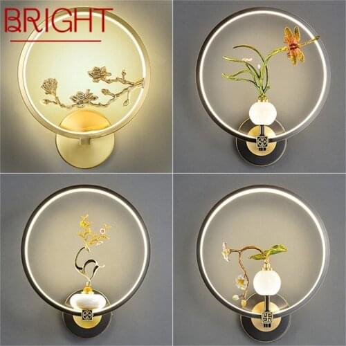 BRIGHT Indoor Brass Wall Light Sconces Jade Lamps Modern Creative Fixture Decorative For Home
