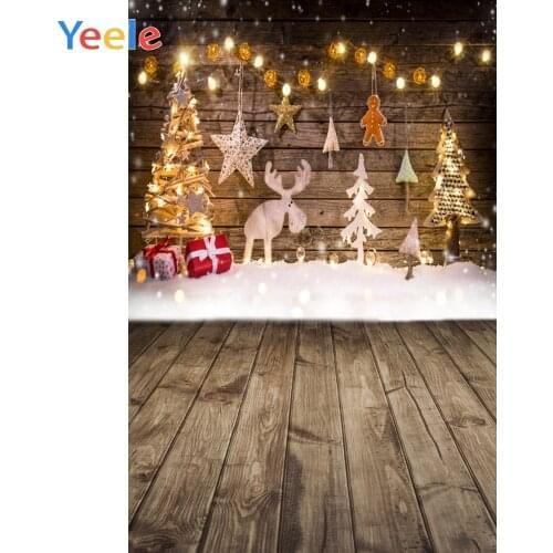 Yeele Christmas Photocall Wood Lights Gifts Stars Photography Backdrops Personalized Photographic Backgrounds For Photo Studio