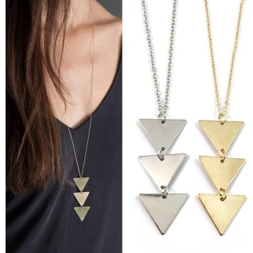 2019 New fashion Women Gold Chain Choker triangle Long Necklace Jewelry collana Bijoux Femme Joyas mujer Collier ras du cou