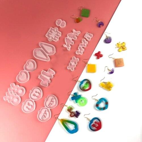 Heart Shape Mold Woman Pendant Earrings Keychain Silicone Mold with Hole Moon Shape Resin Casting Mold Craft