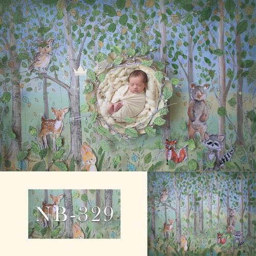 Animals jungle forest background for photo studio newborn baby shower trees backdrop for photography video portrait photo shoot