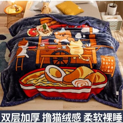 Winter Fleece-Lined Double-Layer Blanket Quilt Thickened Warm Extra Thick Cover Blanket anime blanket weighted blanket