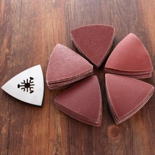 100Pcs Grit 60/80/120/180/240 Finger Triangular Sanding Paper Disc Pad Sander Sheet Set for Dremel Oscillating Power Multi Tool