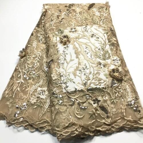 3d Lace African Lace Fabric 2021 High Quality Lace With Sequins/ Bridal Flowers French Lace Fabric For Party Dress Lace VM35501