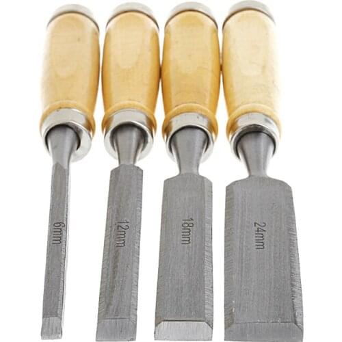 4Pcs/Set Wood Sculpture Flat Chisel DIY Woodworking Hand Tool