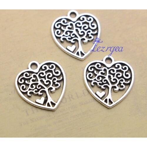 40pcs/lot--18x19mm, Antique Silver plated Heart Love Tree charms ,DIY supplies, jewelry making