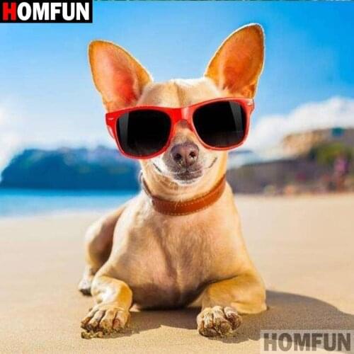 HOMFUN Full Square/Round Drill 5D DIY Diamond Painting "Animal dog" 3D Diamond Embroidery Cross Stitch Home Decor A20333