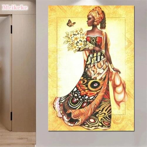 NEW 5D DIY Full Diamond Painting African Woman Portrait Beads Embroidery Cross Stitch Kits Rhinestone Picture Mosaic Home Decor