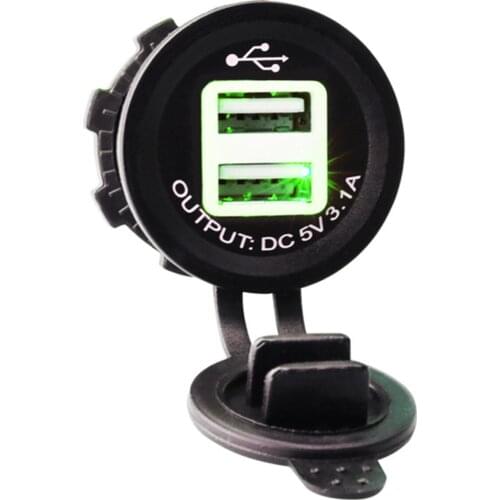 SOONHUA Dual USB Port Car Charger Power Outlet Adapter Waterproof Dual Port Car USB Chargers For Automobile Motorcycle