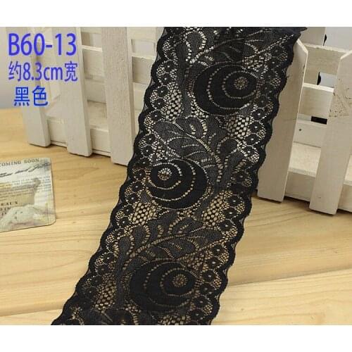 8cm 4mts/lot, Black/Off white DIY Elastic Lace Quality Trim Lace with Elastic for Collar, Cuff, Curtain Z1321-07