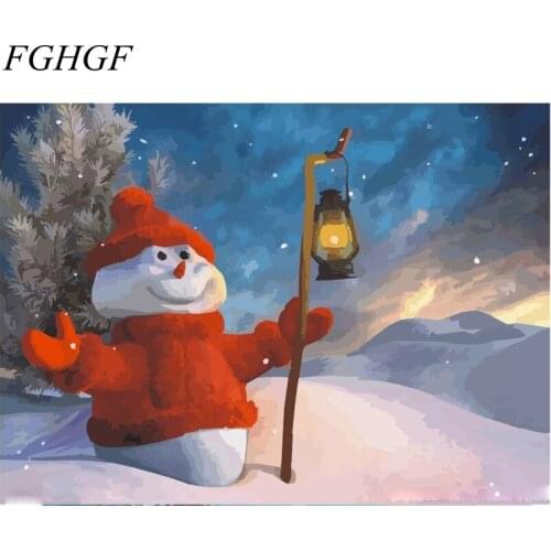 FGHGF Christmas Snowman DIY Painting By Numbers Kits Acrylic Paint Handpainted Oil Painting For Home Decor 40x50cm Art Gift