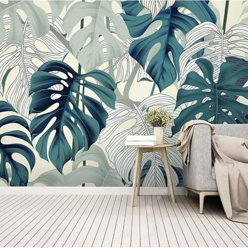 Custom Photo Wallpaper European-style Hand-painted Tropical Plants Murals Living Room Sofa Background Eco-Friendly Wall Cloth