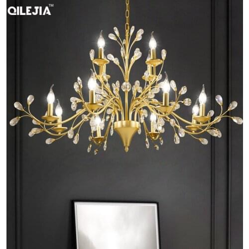 Crystal living room chandelier wrought iron creative country personality lamps simple branch French light luxury crystal lamps