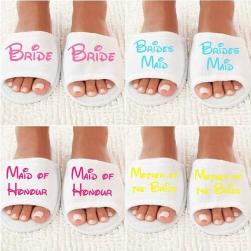 Personalize titles castle wedding bridesmaid bride spa slippers Matron of honor Bachelorette bridal shower party gifts