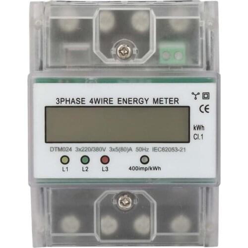 220/380V 5-80A Power Meter Energy Consumption Digital Electric Power Meter 3 Phase 4P KWh Meter with LCD Digital Wattmeter