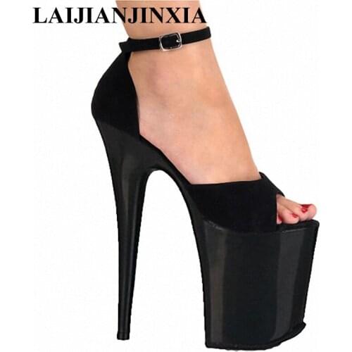 LAIJIANJINXIA Size 35-46 Ladies High Heel Sandals Pointed Toe Ankle Strap Thin Heel Sandals Summer Club Shoes Women Footwears