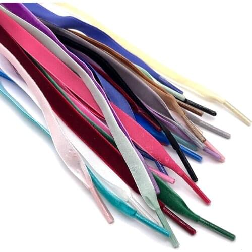 Fashion Flat Boot Shoe Lace 1 cm Wide Velvet Ribbon Shoelace 100 - 120 CM Various Colors