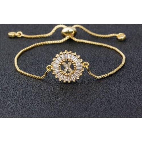 Fashion Cubic Zircon Letter A-Z Charm Bracelet Adjustable Chain Bracelet Provides The Best Jewelry Gifts for Female Lovers