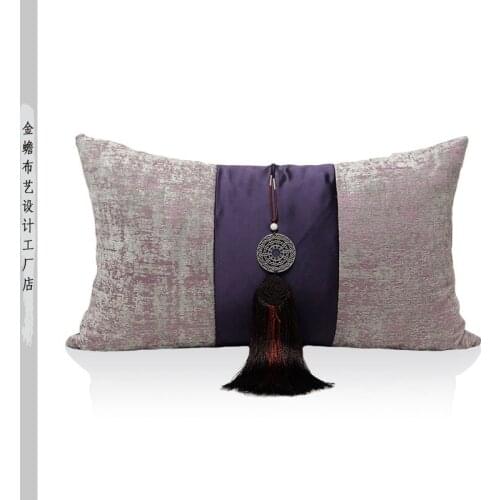 Cotton Linen Cushion Cover With Tassel Home Decorative Waist Pillows Solid Grey Living Room Cushions