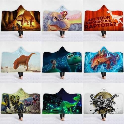 New Dinosaur 3D Digital Typographic Style Animal Hooded Blanket Family Blanket Childrens Blanket Thickened Blanket