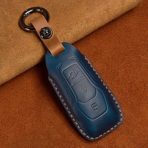 New Leather 3 Buttons Smart Key Case Cover Holder For Ford Mondeo 2014-2018 Edge F-150 Explorer Ranger Fusion Focus Taurus