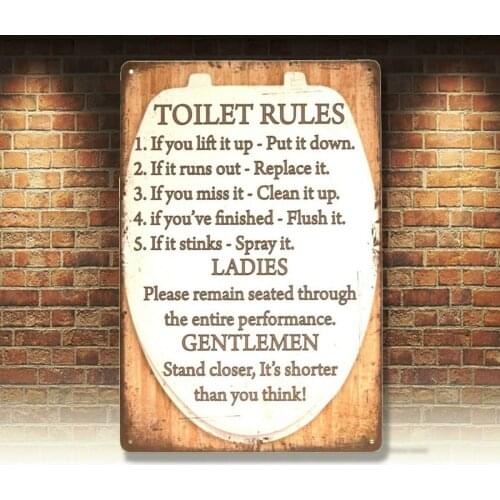 Toilet Rules Tin Poster Sign Bar Bathroom Restroom Restaurant Man Cave Funny 2