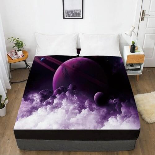 Galaxy fitted sheet bed sheet With An Elastic Band 150x200/180/200/160*200 Mattress Cover Bed cover Black purple